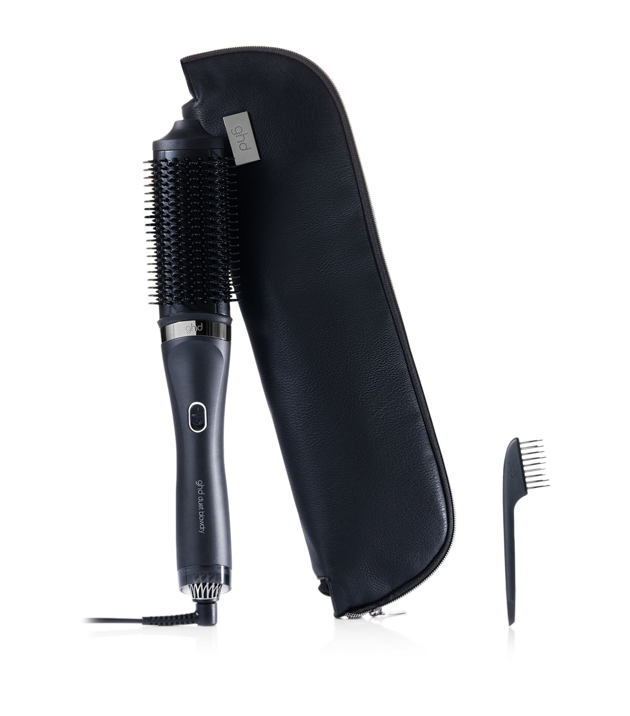 ghd duet blowdry hair dryer brush in black with case