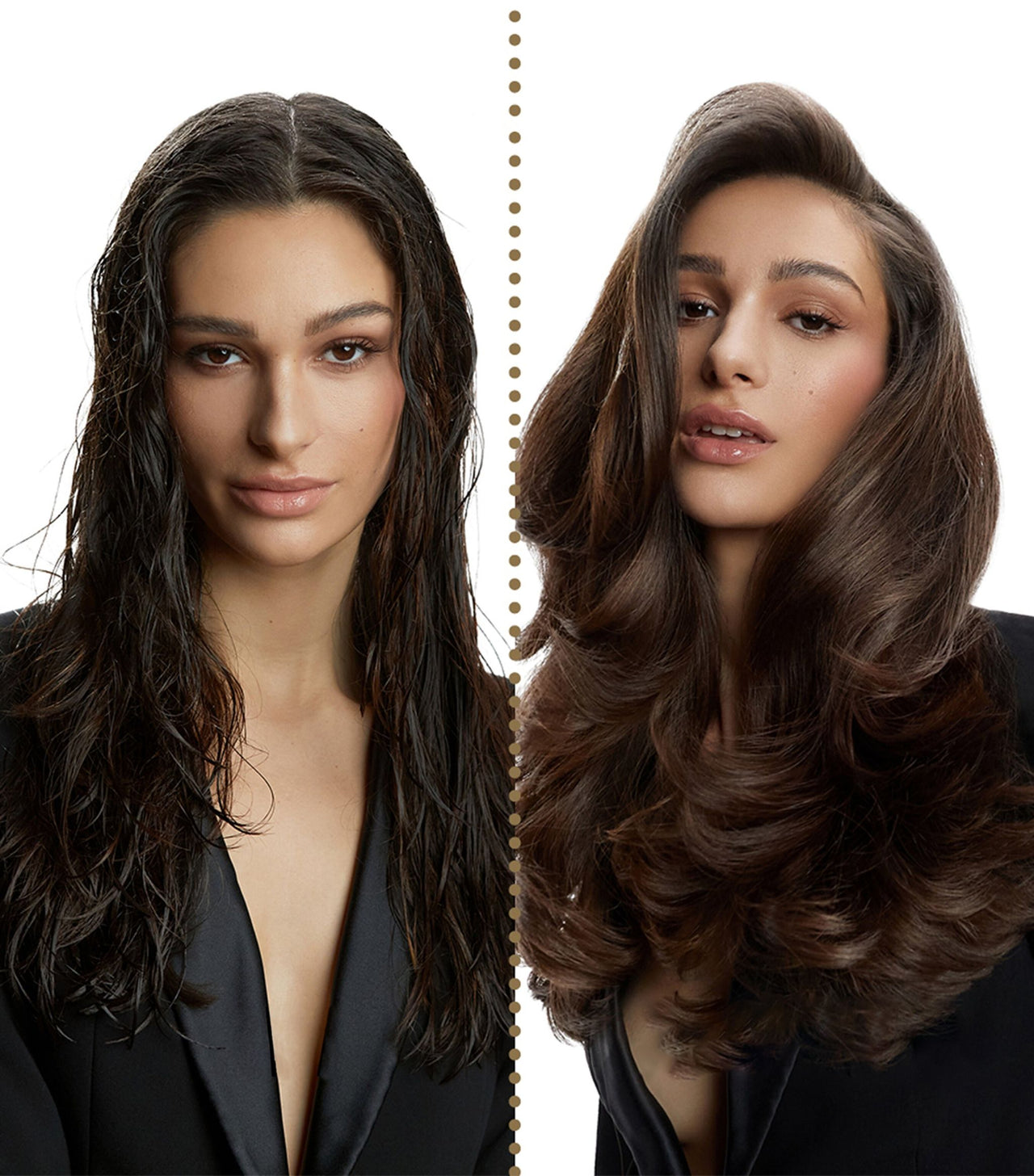 ghd duet blowdry hair dryer brush in black before and after