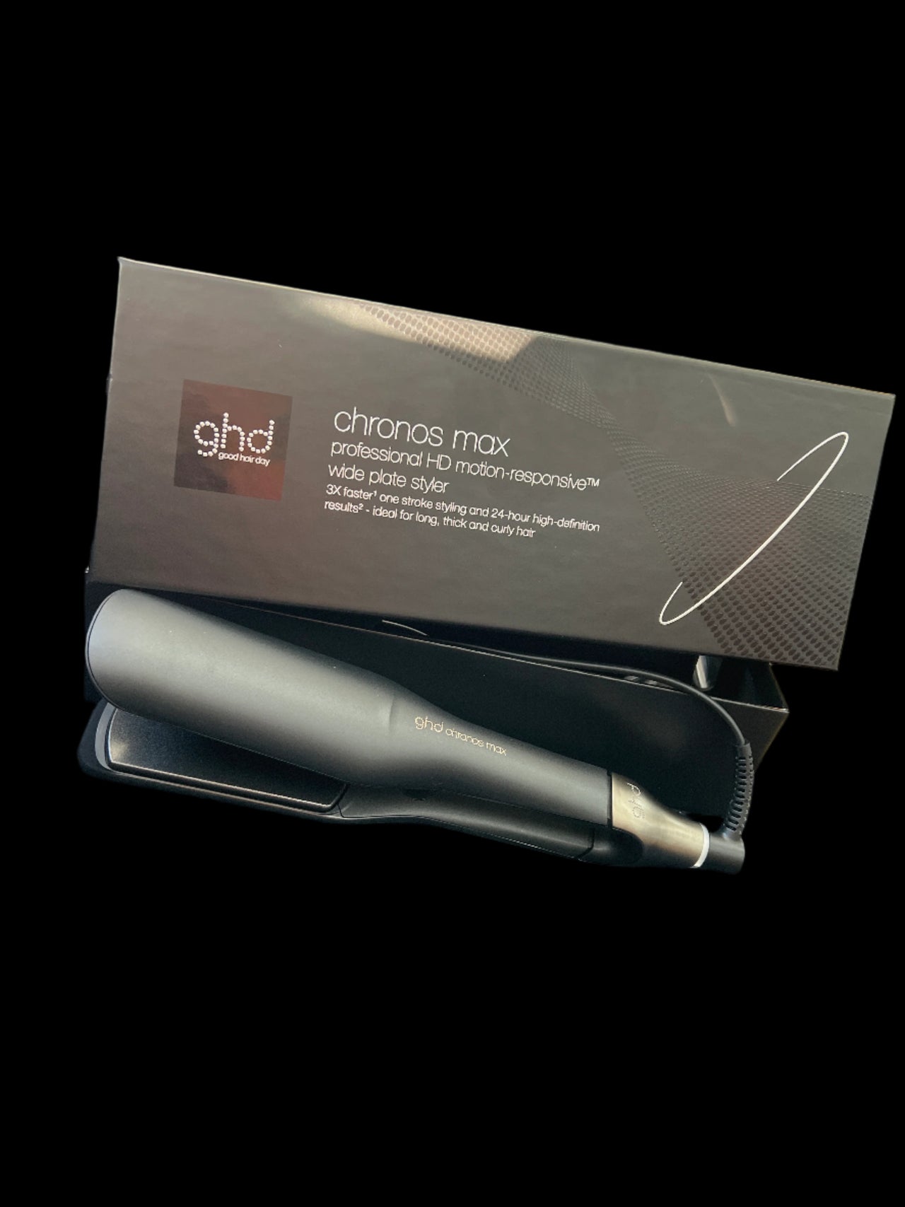 ghd chronos max best wide plate hair straightener (43mm plate) black